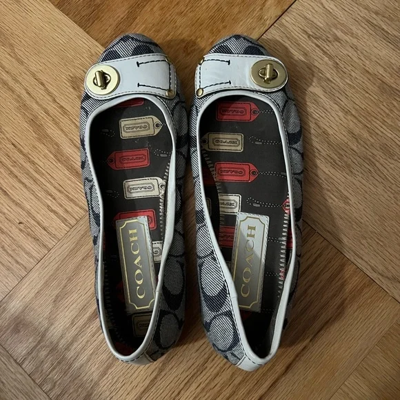 Coach Blue Turnlock Cotte Flats - Picture 2 of 9